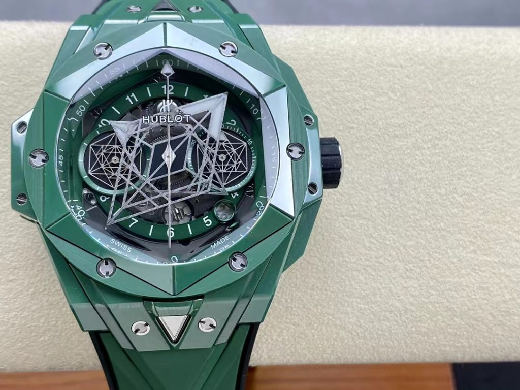BB Factory Replica Hublot Sang Bleu II Ceramic Green Watch