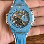 BB Factory Replica Hublot Unico Sky Blue Ceramic Watch